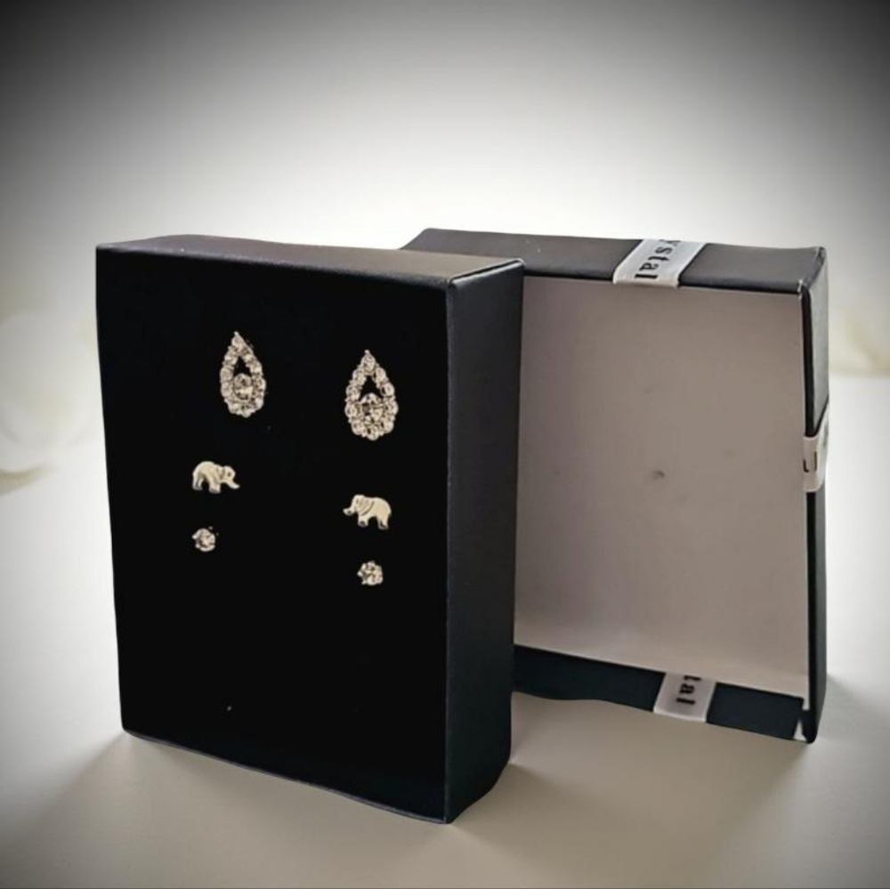 Crystal Elephant Ear Cuff Set